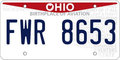 OH license plate FWR8653