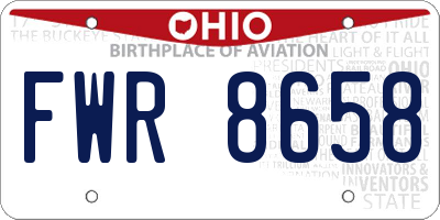 OH license plate FWR8658