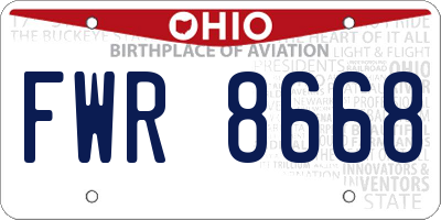 OH license plate FWR8668