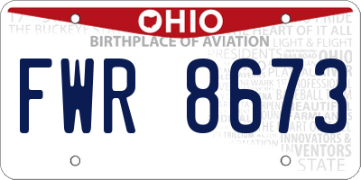 OH license plate FWR8673