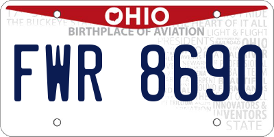 OH license plate FWR8690