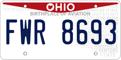 OH license plate FWR8693