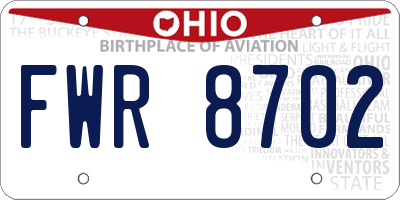 OH license plate FWR8702