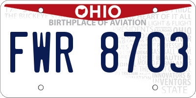 OH license plate FWR8703