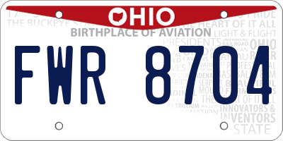 OH license plate FWR8704