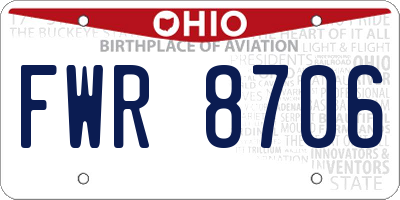 OH license plate FWR8706