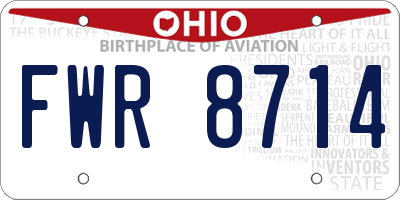 OH license plate FWR8714