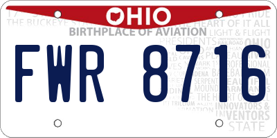 OH license plate FWR8716