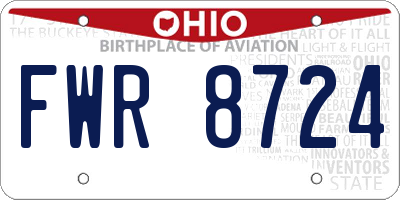 OH license plate FWR8724