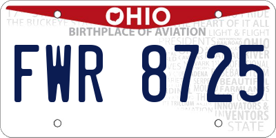 OH license plate FWR8725
