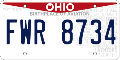 OH license plate FWR8734