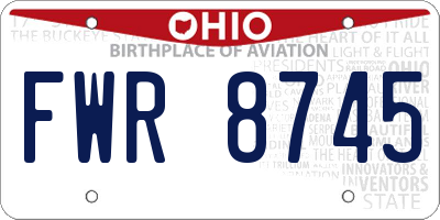 OH license plate FWR8745