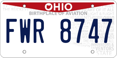 OH license plate FWR8747