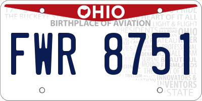 OH license plate FWR8751