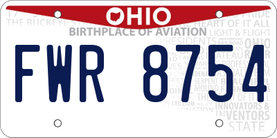 OH license plate FWR8754