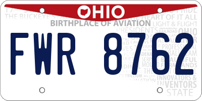 OH license plate FWR8762