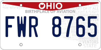 OH license plate FWR8765