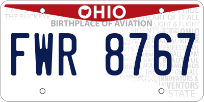 OH license plate FWR8767