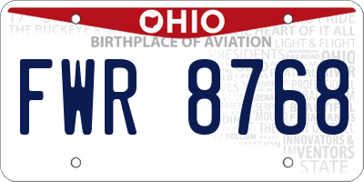OH license plate FWR8768