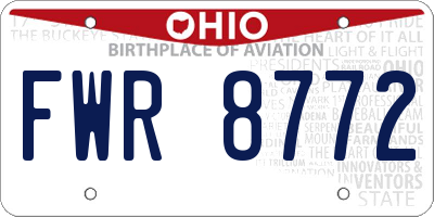OH license plate FWR8772