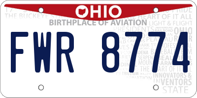 OH license plate FWR8774