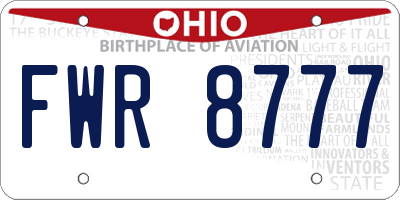 OH license plate FWR8777