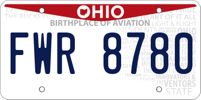 OH license plate FWR8780