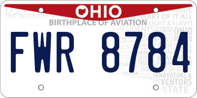 OH license plate FWR8784