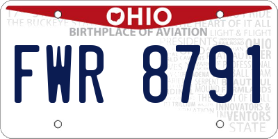 OH license plate FWR8791