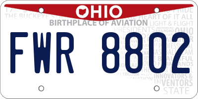 OH license plate FWR8802