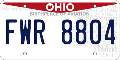OH license plate FWR8804
