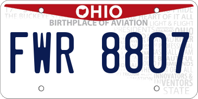OH license plate FWR8807