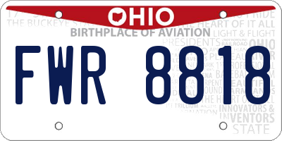 OH license plate FWR8818