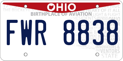 OH license plate FWR8838