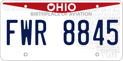 OH license plate FWR8845