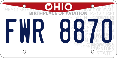 OH license plate FWR8870
