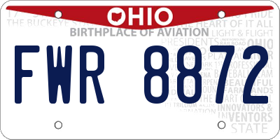 OH license plate FWR8872