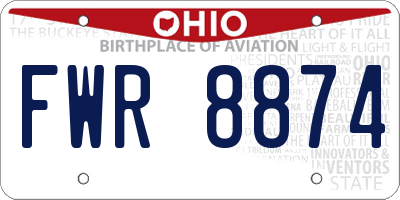 OH license plate FWR8874