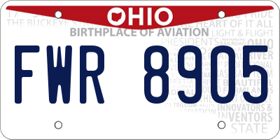 OH license plate FWR8905
