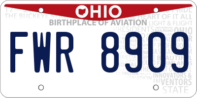 OH license plate FWR8909