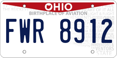 OH license plate FWR8912