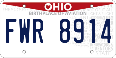 OH license plate FWR8914