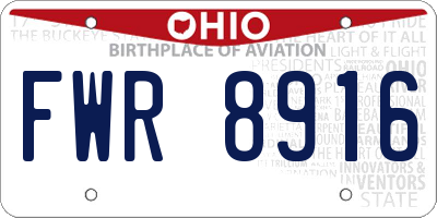 OH license plate FWR8916