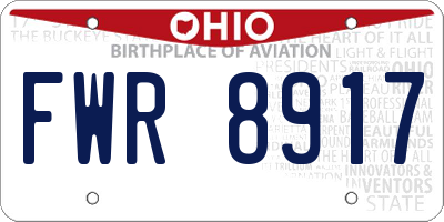 OH license plate FWR8917