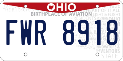 OH license plate FWR8918