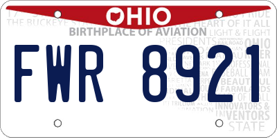 OH license plate FWR8921