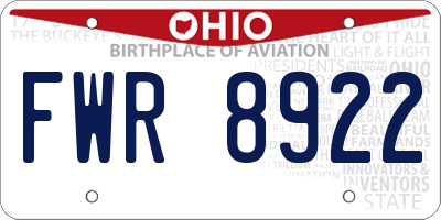 OH license plate FWR8922