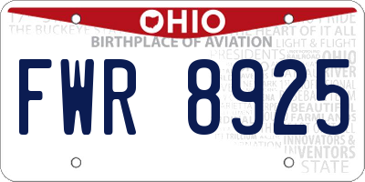 OH license plate FWR8925