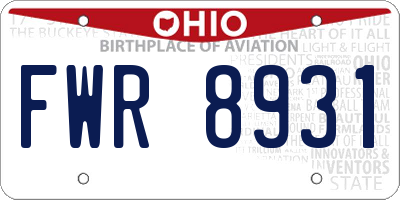 OH license plate FWR8931