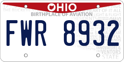 OH license plate FWR8932